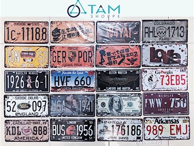 Tranh thiếc biển số xe Vintage size 30x15cm số 21